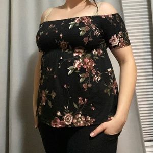 Off shoulder flower top